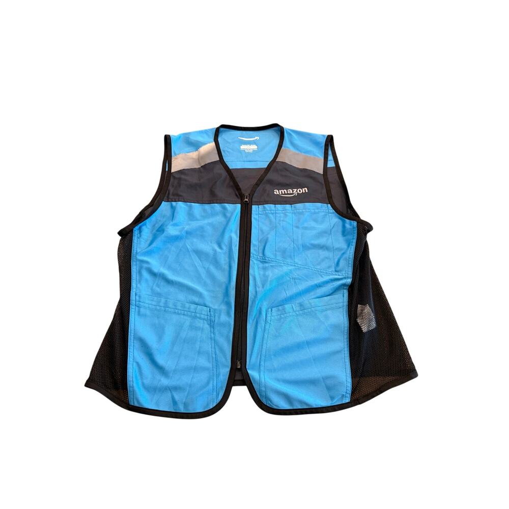 Amazon Prime Mens Blue Reflective Luly Yang Full Zip Sleeveless Vest Size M/L